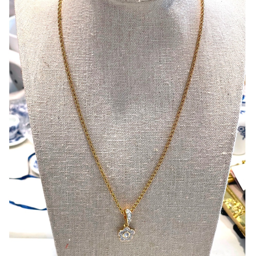 Swarovski Gold-Tone Crystal Flower Pendant‎ Necklace  Rope Chain, 18"